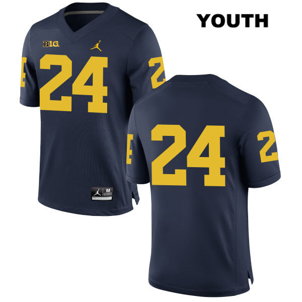 Youth NCAA Michigan Wolverines Lavert Hill #24 No Name Navy Jordan Brand Authentic Stitched Football College Jersey BG25E65AZ